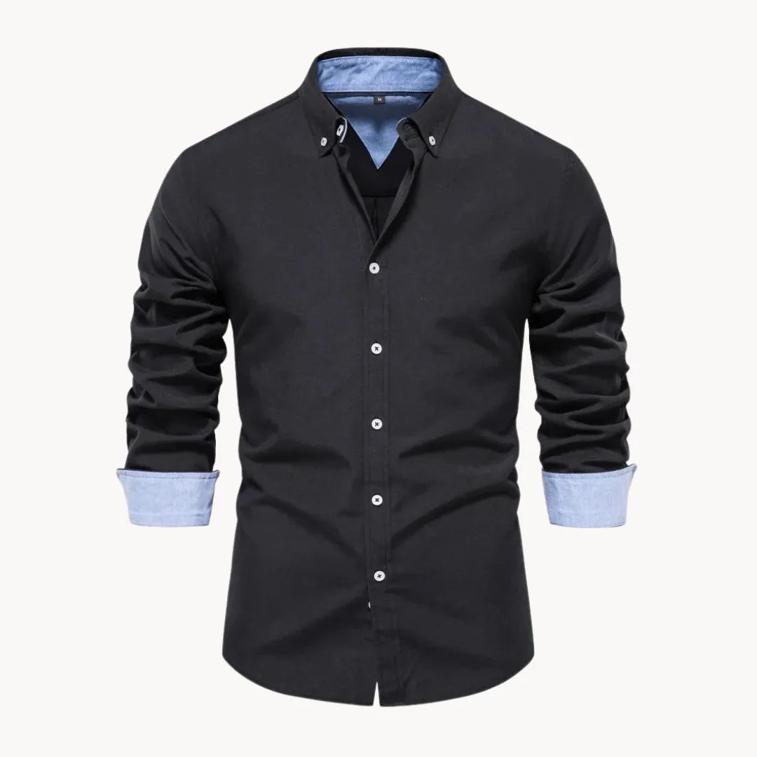 Matthew | Refined Contrast Button-Up Shirt - Valereo
