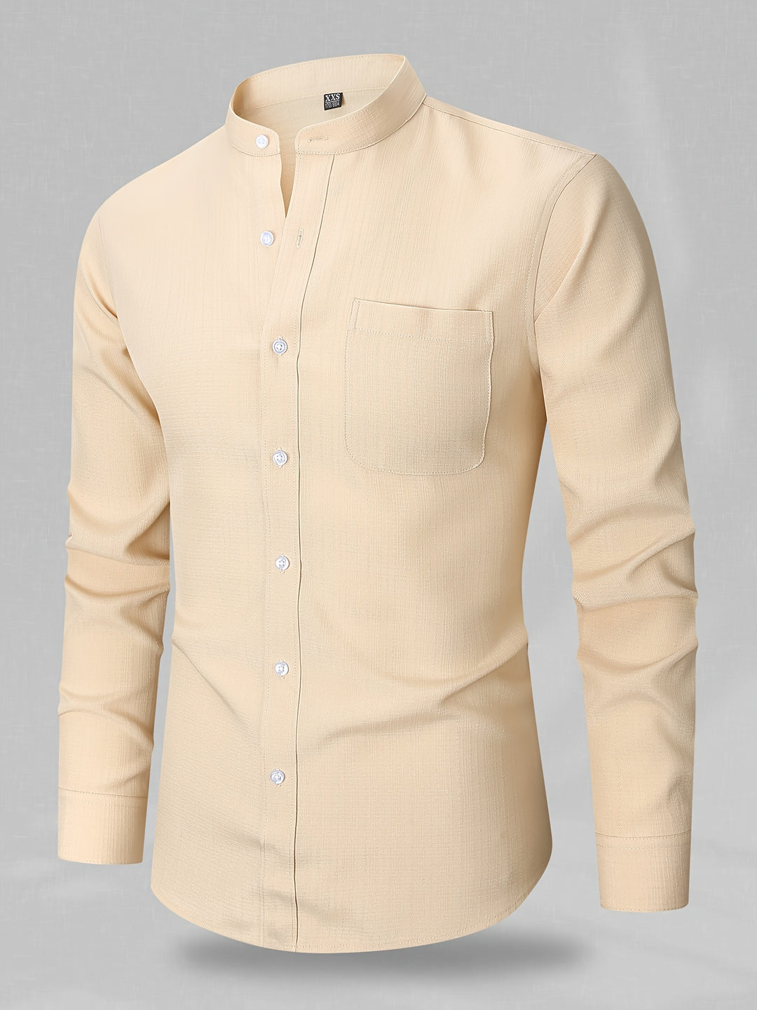 Michael | Refined Band Collar Textured Shirt - Valereo
