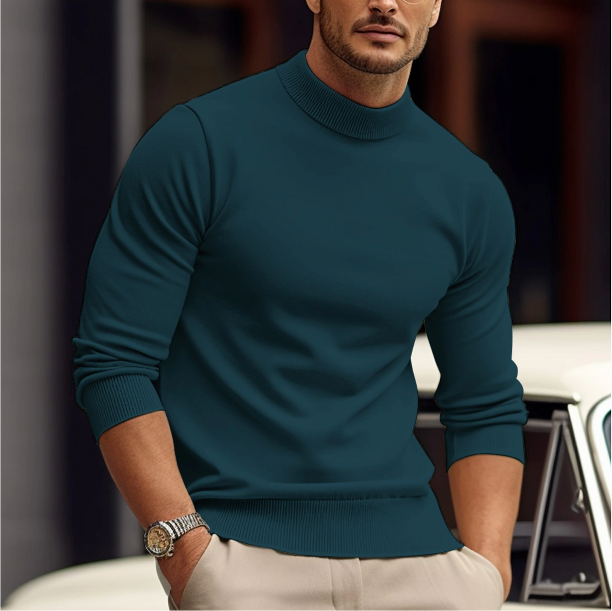 Michael | Refined Mock Neck Knit Sweater - Valereo