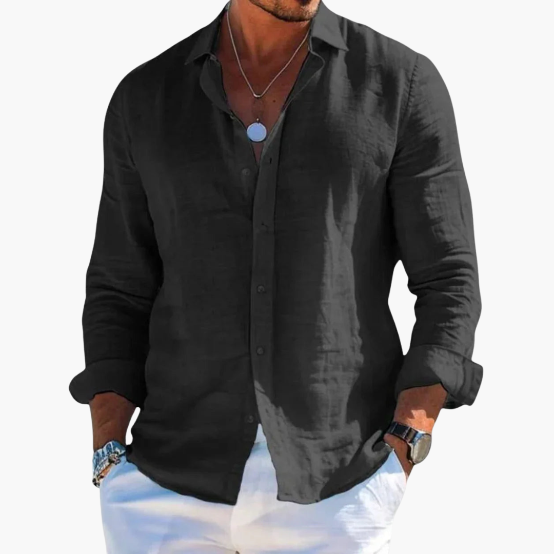 Nathan | Modern Linen Button-Up Shirt - Valereo
