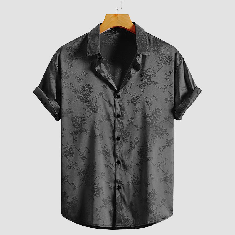 Nathan | Stylish Floral Satin Shirt - Valereo