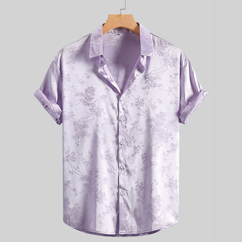 Nathan | Stylish Floral Satin Shirt - Valereo