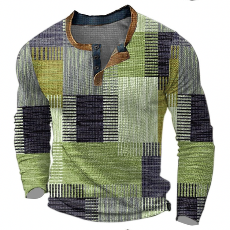 Nathan | Stylish Patchwork Henley Sweater - Valereo