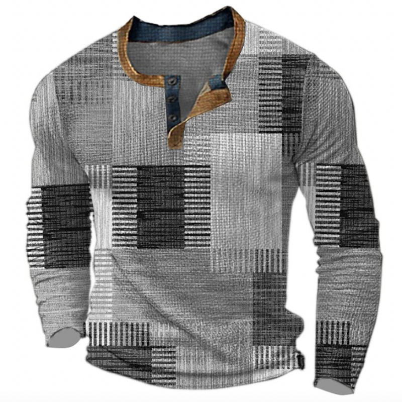 Nathan | Stylish Patchwork Henley Sweater - Valereo
