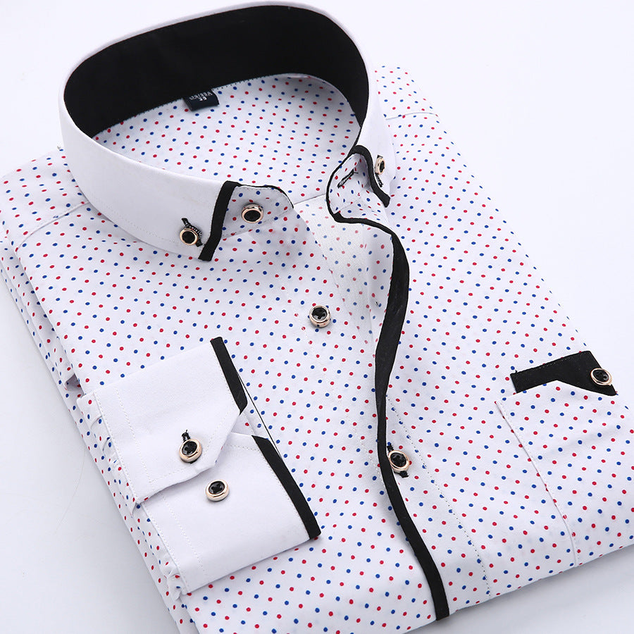 Nathan | Stylish Printed Contrast-Trim Shirt - Valereo