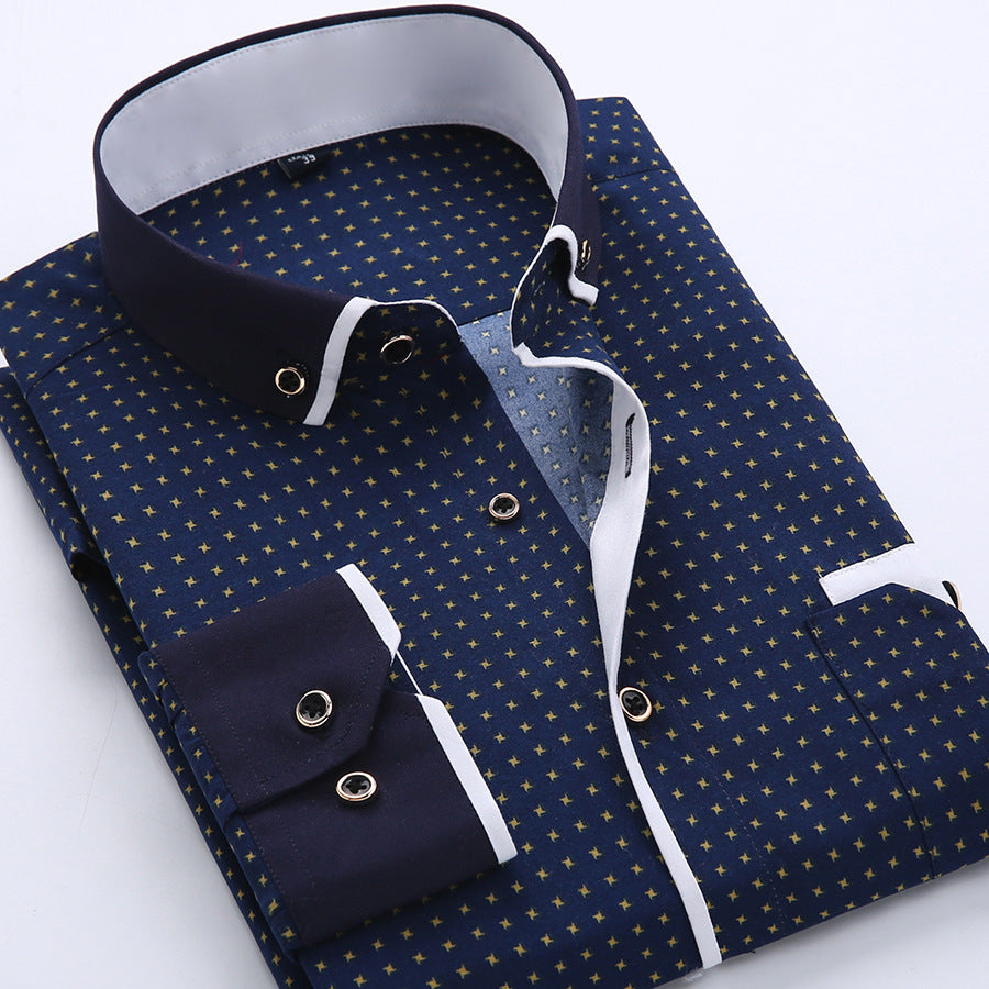 Nathan | Stylish Printed Contrast-Trim Shirt - Valereo