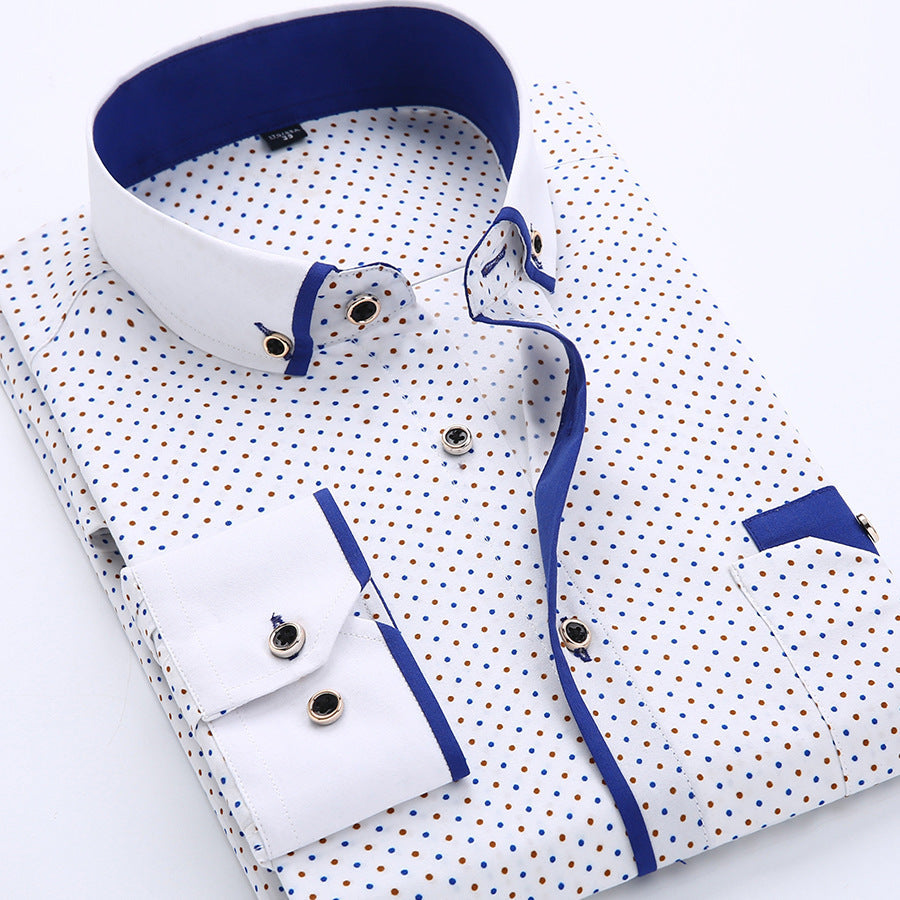 Nathan | Stylish Printed Contrast-Trim Shirt - Valereo