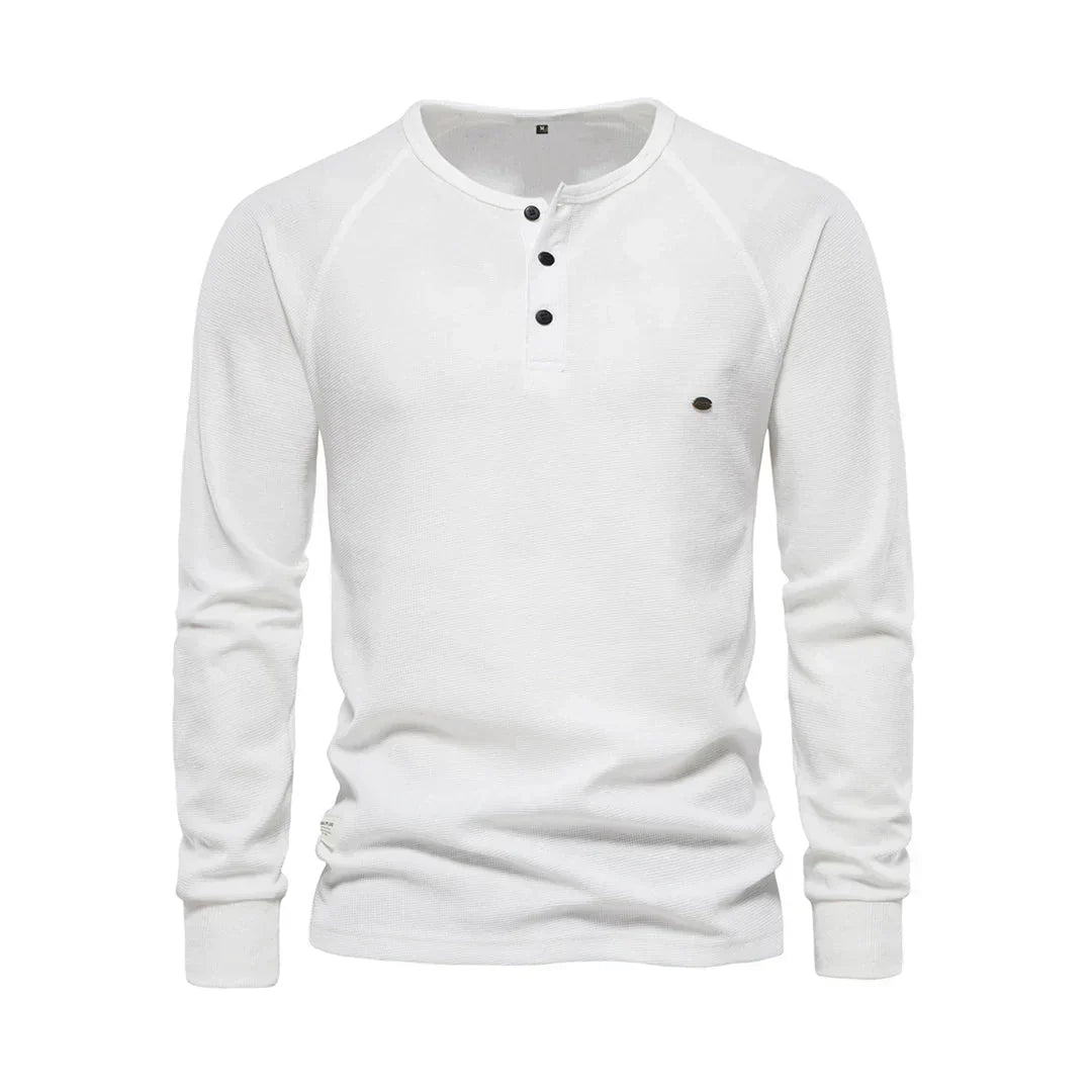 Oliver | Casual Waffle-Knit Henley Tee - Valereo