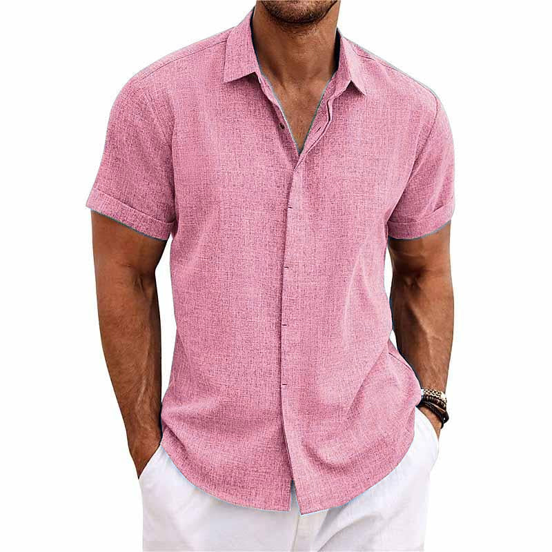 Simon | Classic Linen Short-Sleeve Shirt - Valereo