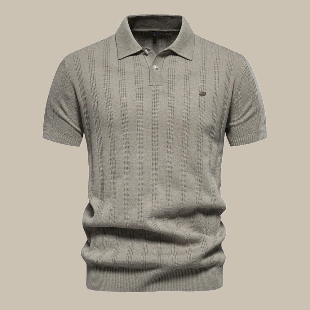 Vincent | Refined Ribbed Knit Polo Shirt - Valereo