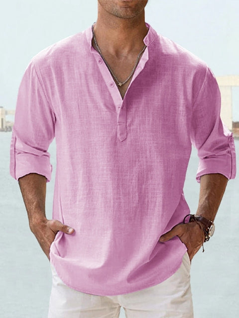 Vincent | Relaxed Linen Henley Shirt - Valereo