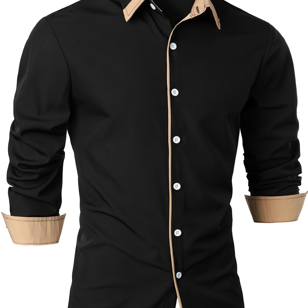 Vincent | Stylish Contrast-Collar Button-Up Shirt - Valereo