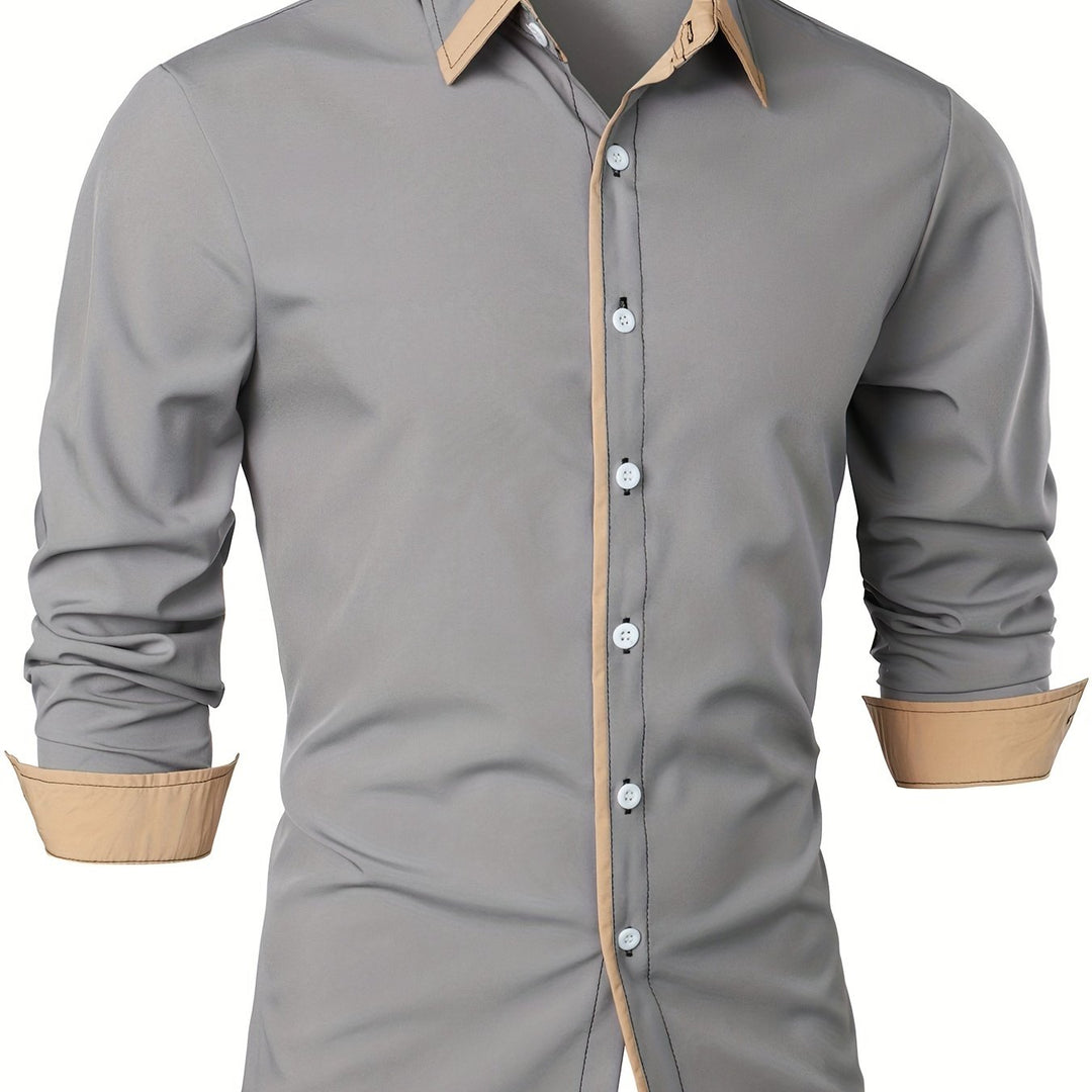 Vincent | Stylish Contrast-Collar Button-Up Shirt - Valereo