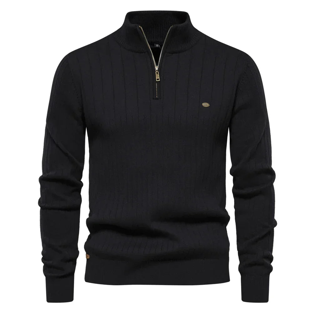Adrian | Classic Ribbed Quarter-Zip Sweater - Valereo
