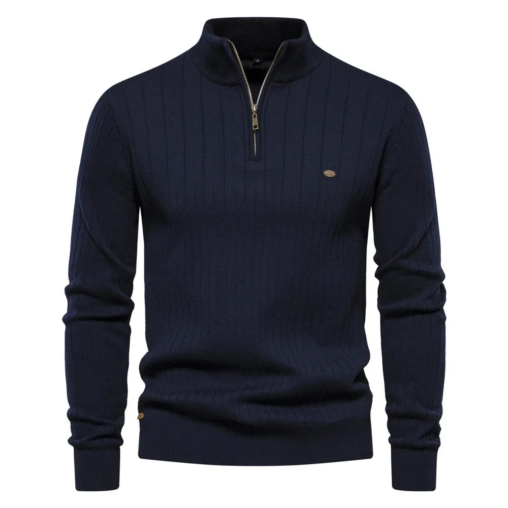 Adrian | Classic Ribbed Quarter-Zip Sweater - Valereo