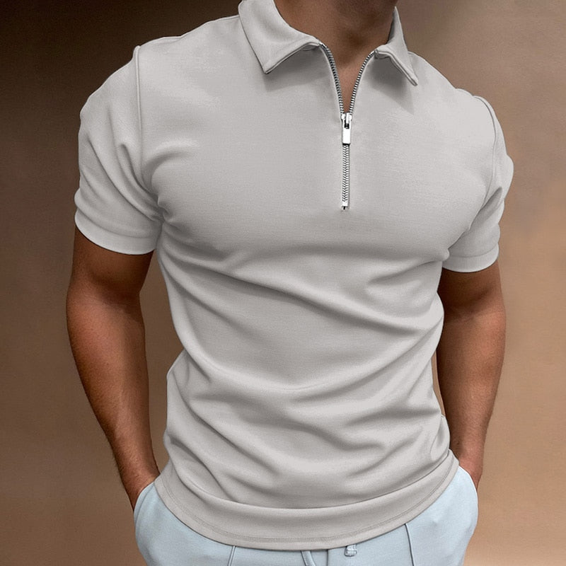 Adrian | Modern Zip-Up Ribbed Polo Shirt - Valereo