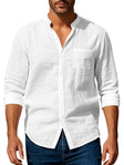 Andrew | Breathable Linen Band-Collar Shirt - Valereo