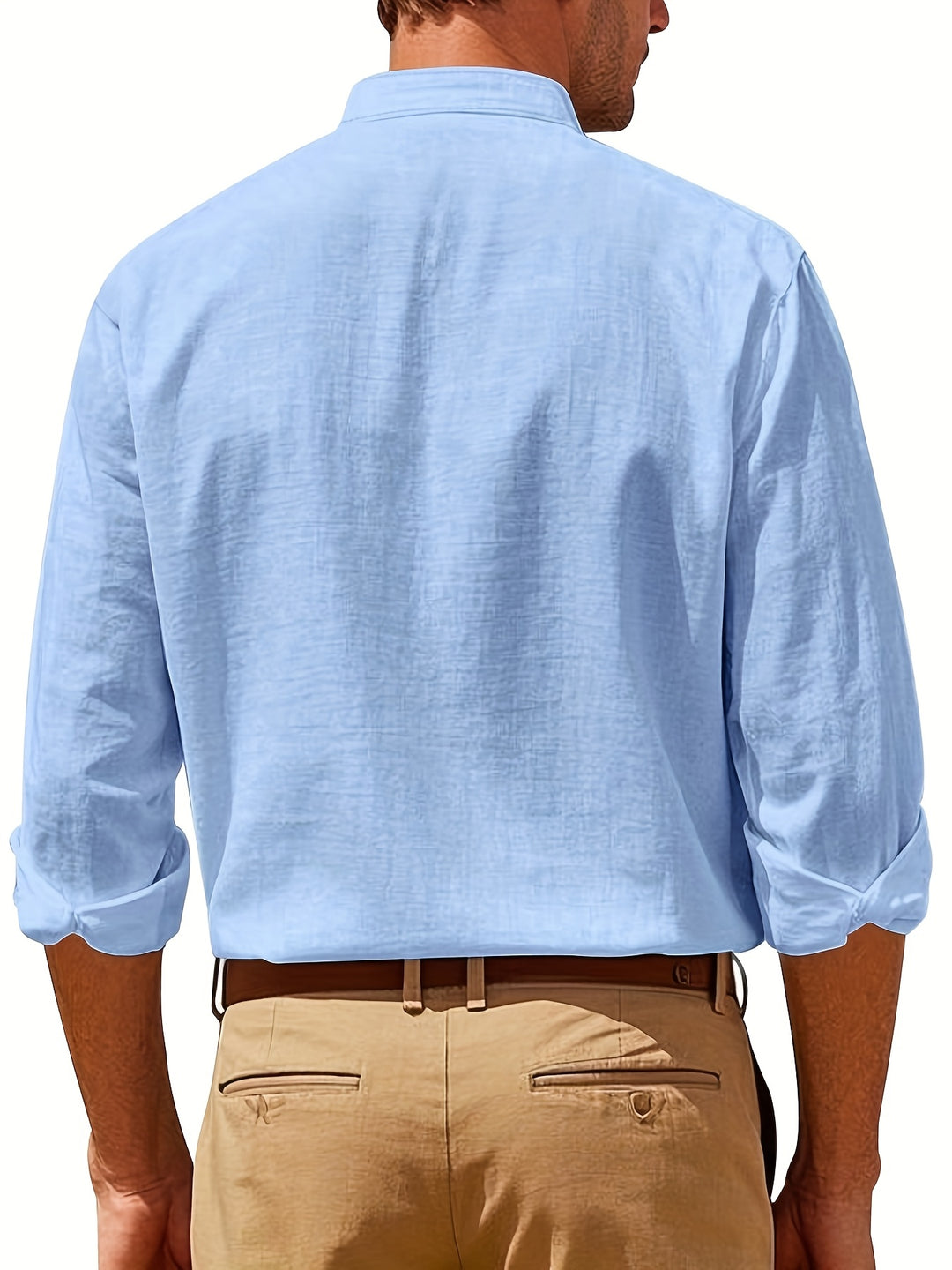 Andrew | Breathable Linen Band-Collar Shirt - Valereo