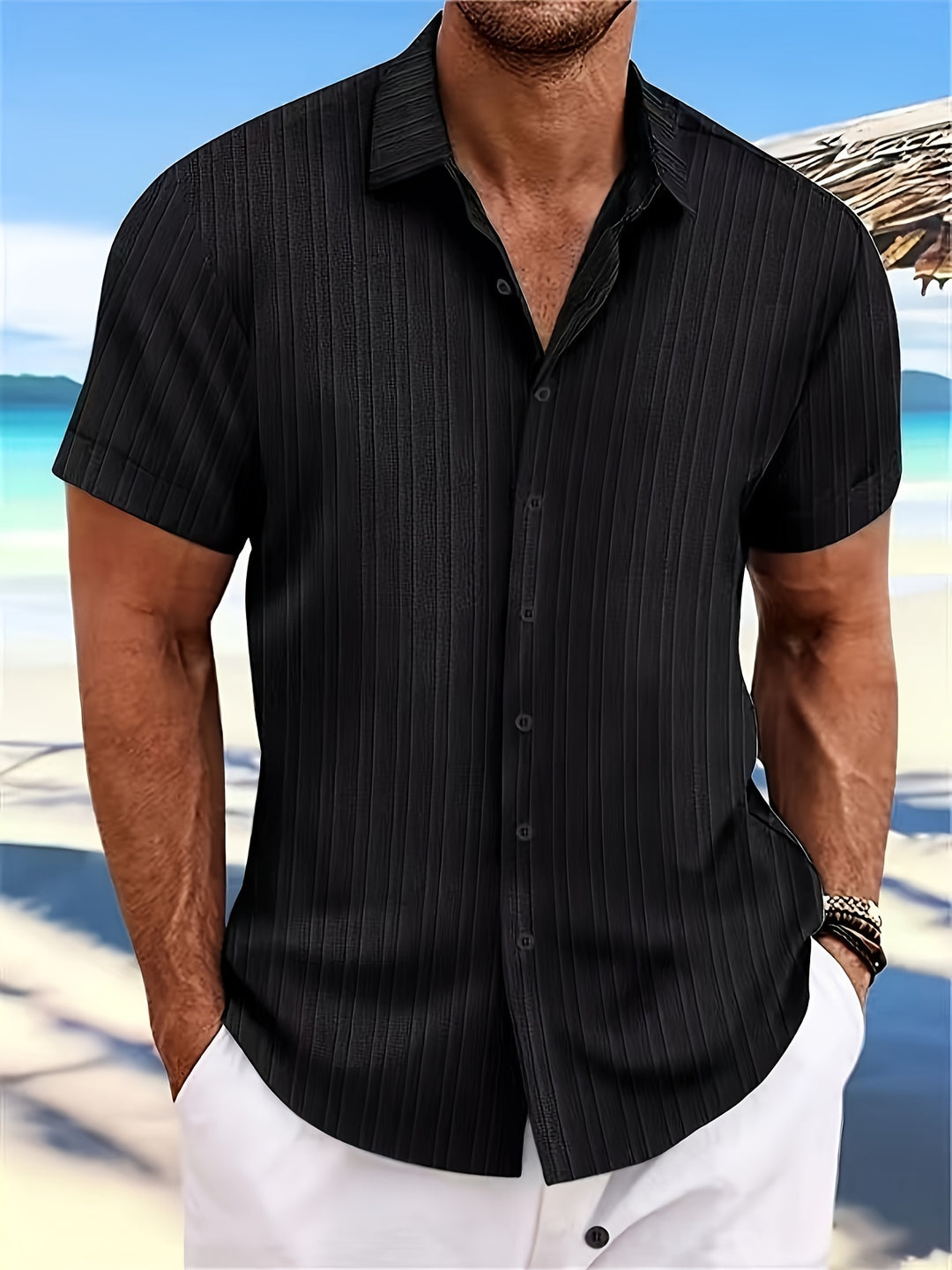 Anthony | Breathable Textured Button-Up Shirt - Valereo