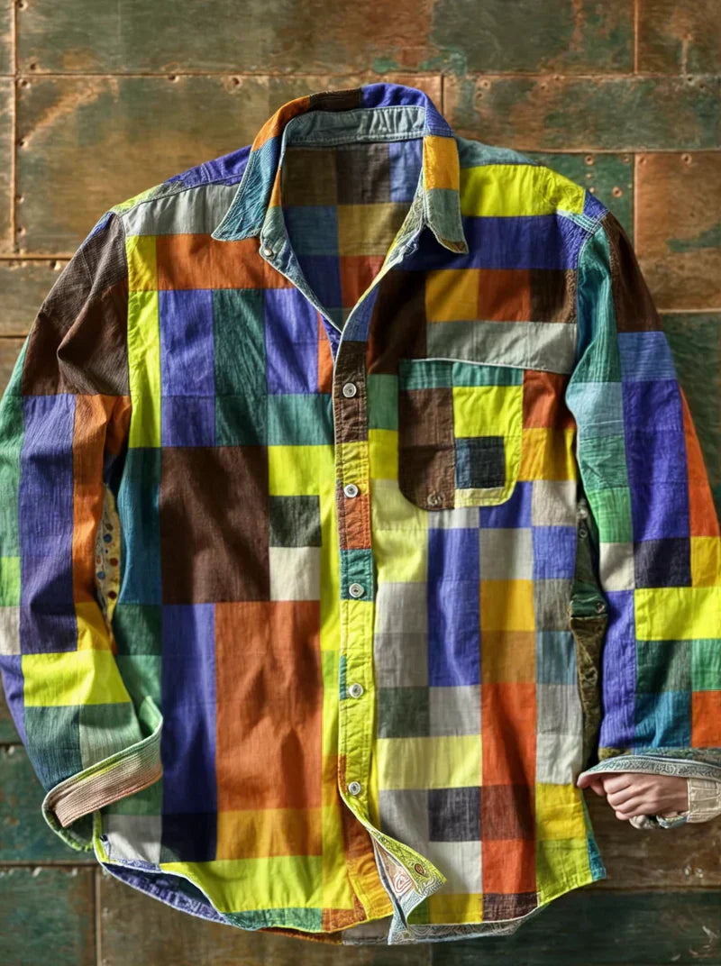Anthony | Stylish Patchwork Cotton Shirt - Valereo