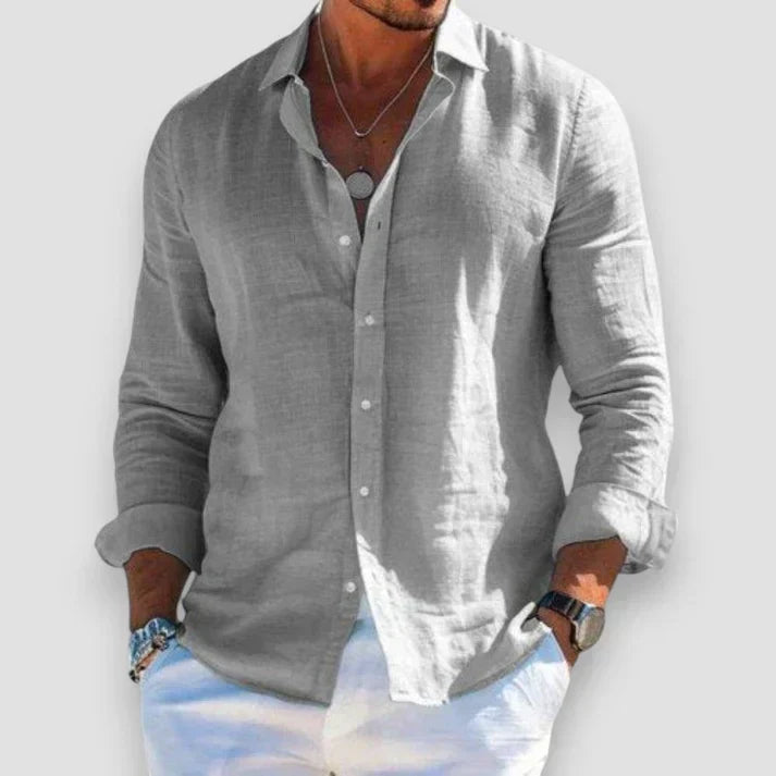 Austin | Relaxed Linen Button-Up Shirt - Valereo