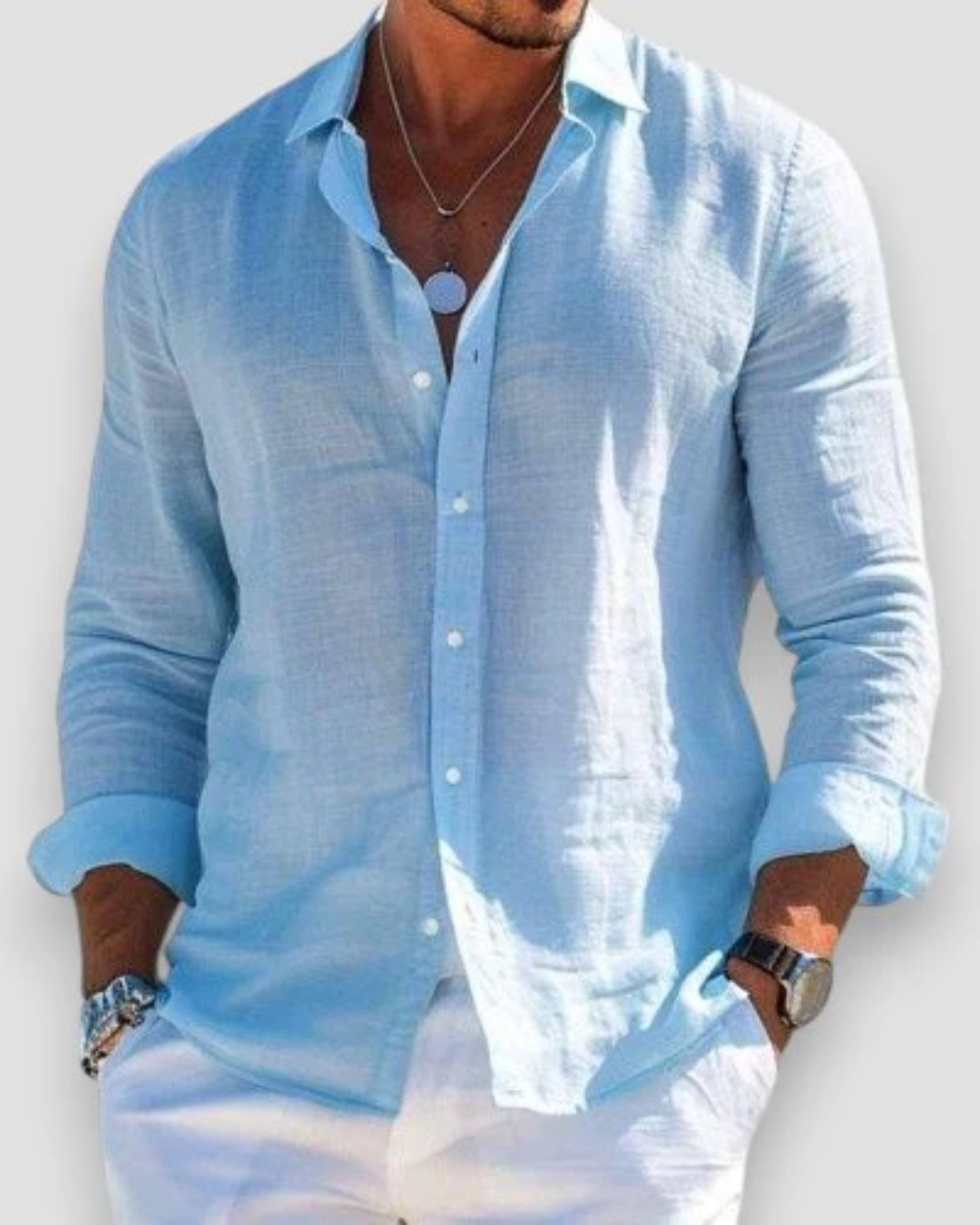 Austin | Relaxed Linen Button-Up Shirt - Valereo