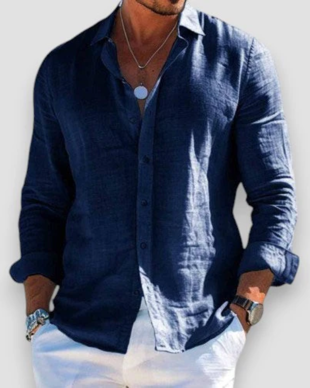 Austin | Relaxed Linen Button-Up Shirt - Valereo