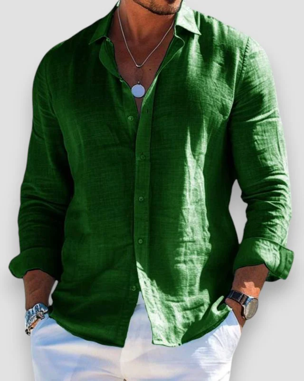 Austin | Relaxed Linen Button-Up Shirt - Valereo