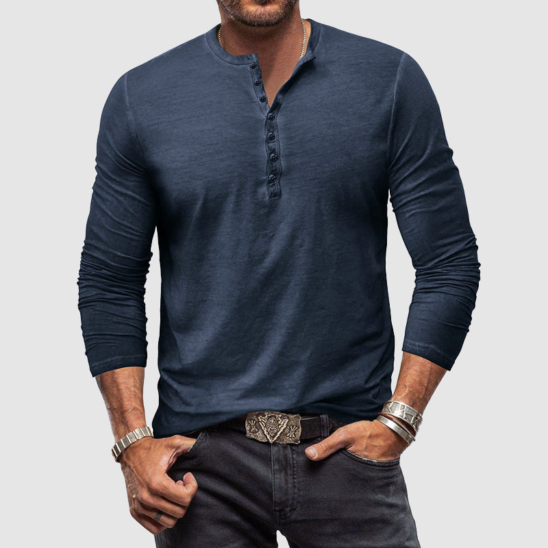 Caleb | Casual Cotton Henley T-Shirt - Valereo