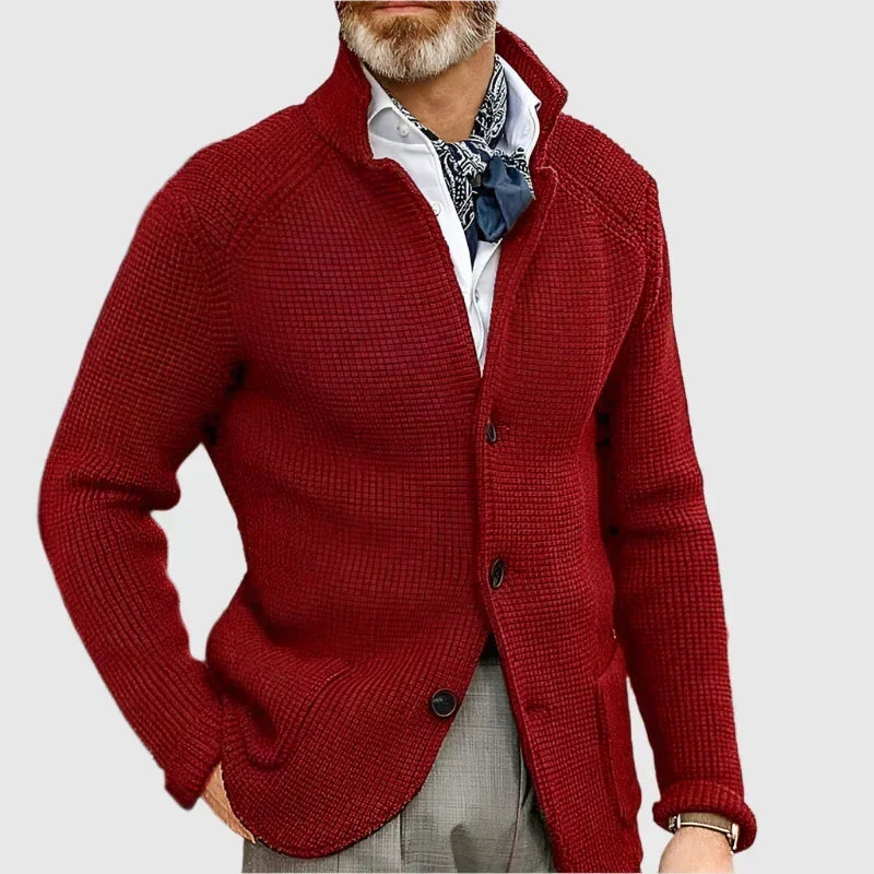 Caleb | Refined Knit Stand-Collar Cardigan - Valereo