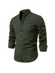 Caleb | Refined Linen Mandarin Collar Shirt - Valereo