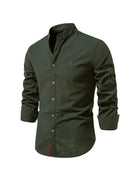 Caleb | Refined Linen Mandarin Collar Shirt - Valereo