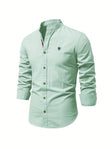 Caleb | Refined Linen Mandarin Collar Shirt - Valereo