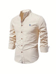 Caleb | Refined Linen Mandarin Collar Shirt - Valereo
