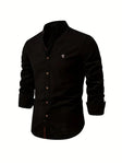 Caleb | Refined Linen Mandarin Collar Shirt - Valereo