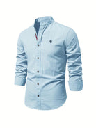 Caleb | Refined Linen Mandarin Collar Shirt - Valereo