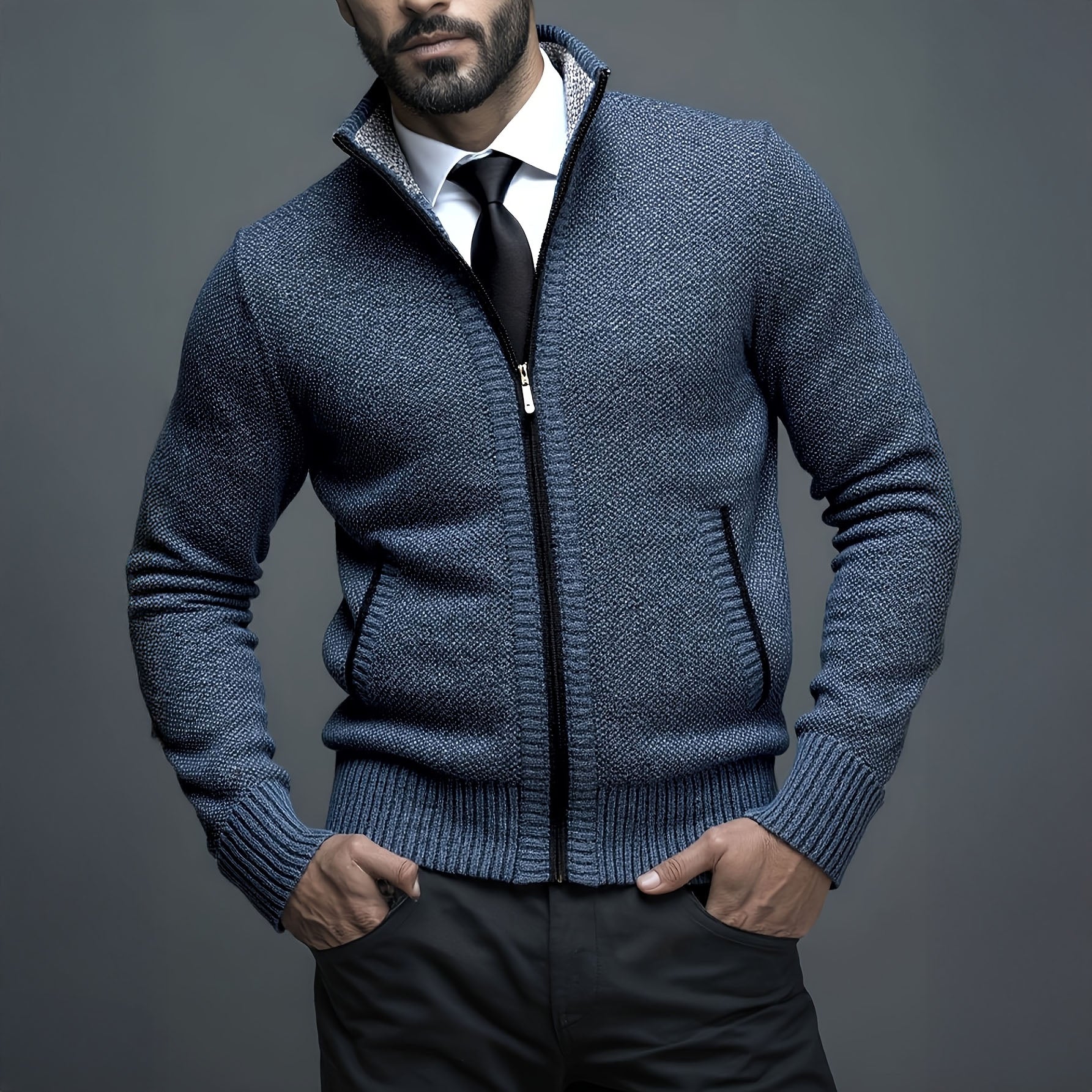 Caleb | Refined Zip Knit Cardigan - Valereo
