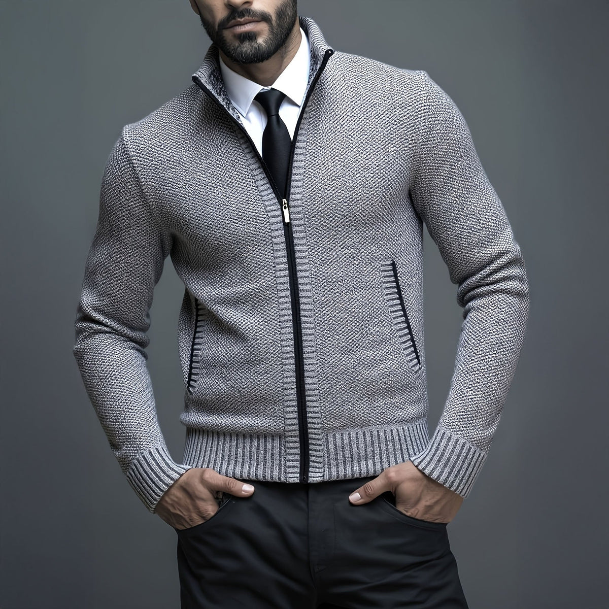 Caleb | Refined Zip Knit Cardigan - Valereo