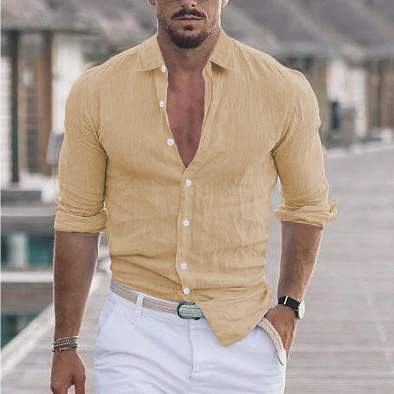 Caleb | Relaxed Linen Button-Up Shirt - Valereo