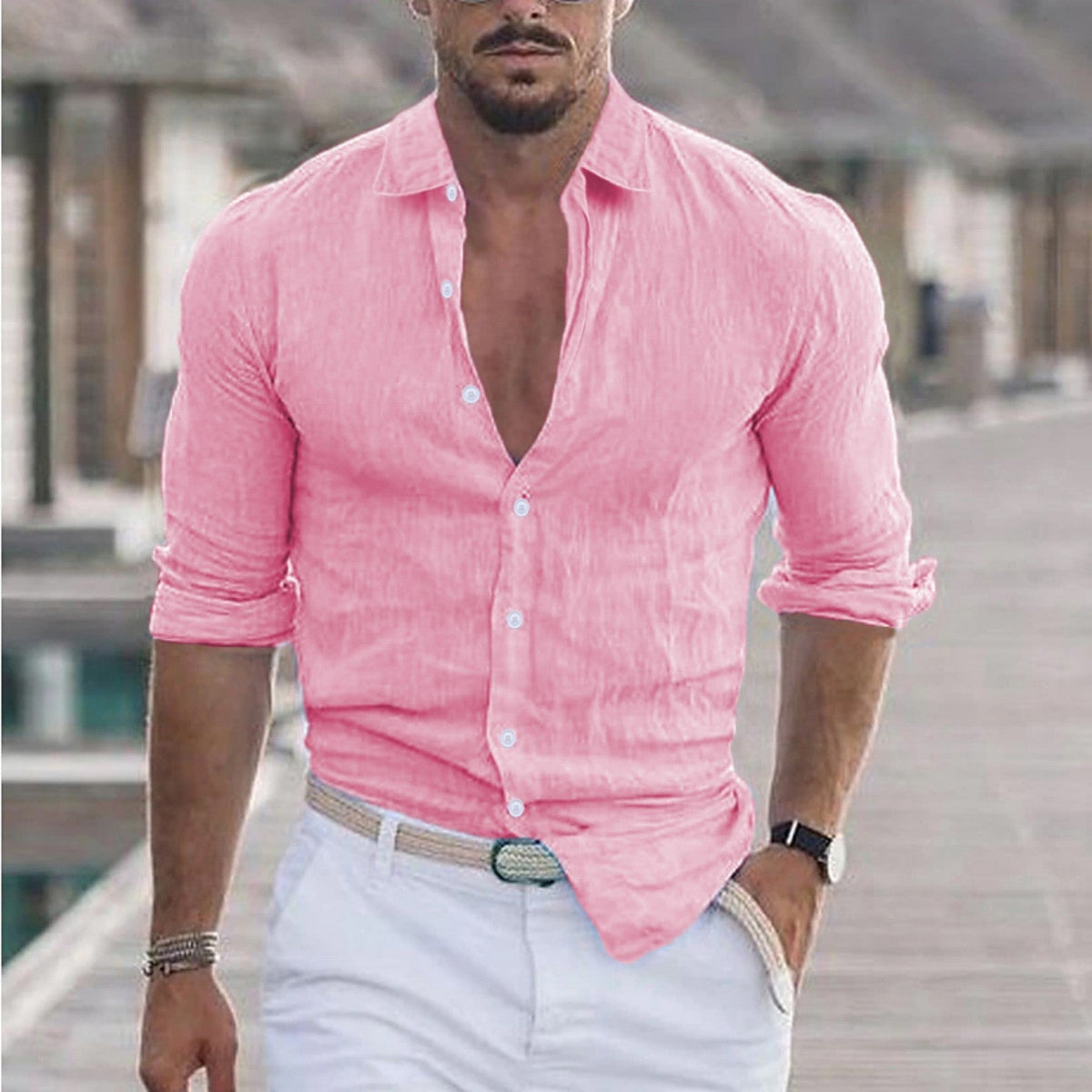 Caleb | Relaxed Linen Button-Up Shirt - Valereo