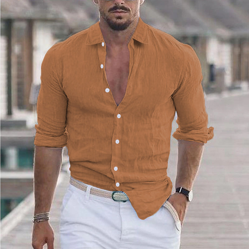 Caleb | Relaxed Linen Button-Up Shirt - Valereo