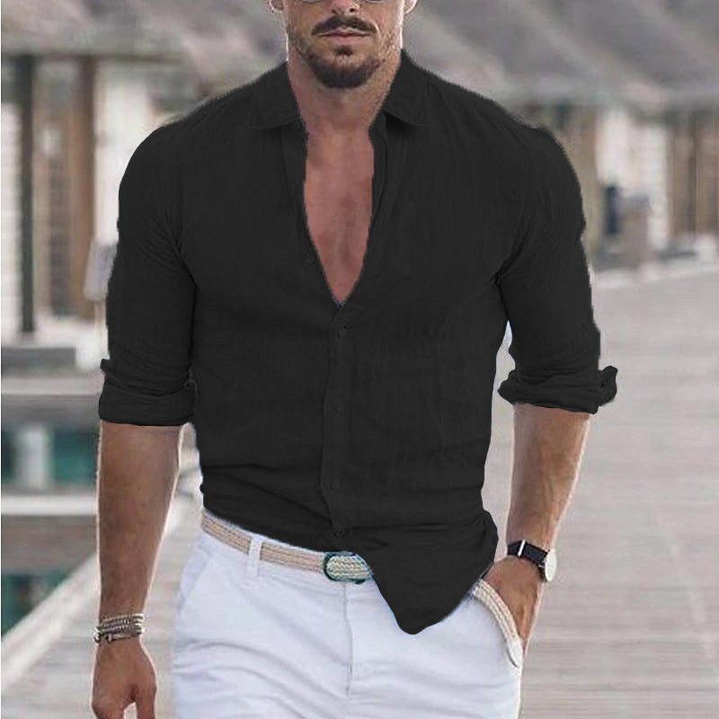 Caleb | Relaxed Linen Button-Up Shirt - Valereo