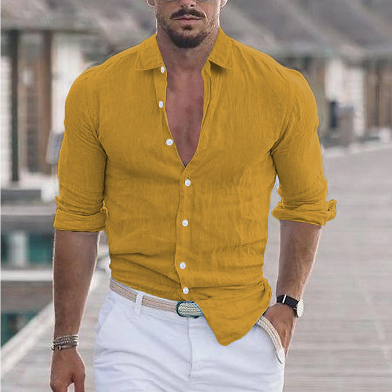Caleb | Relaxed Linen Button-Up Shirt - Valereo