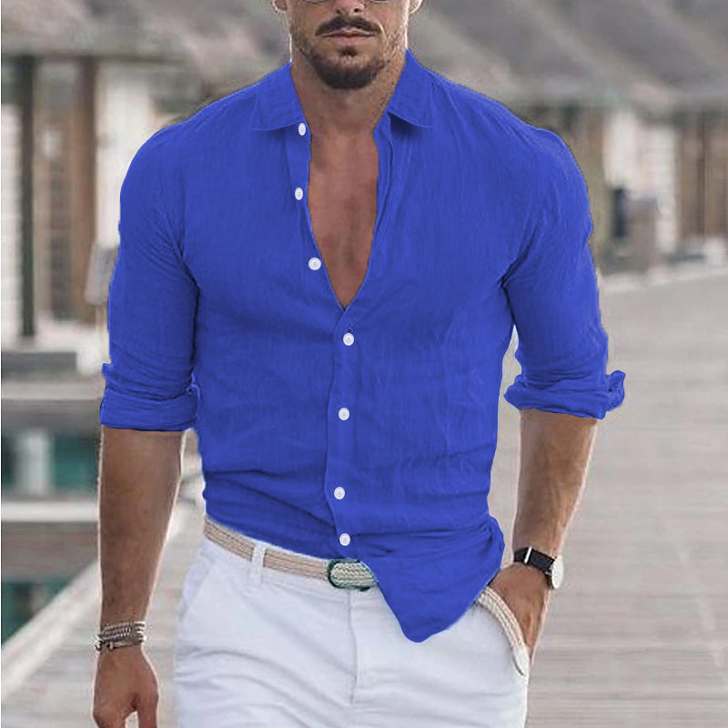 Caleb | Relaxed Linen Button-Up Shirt - Valereo