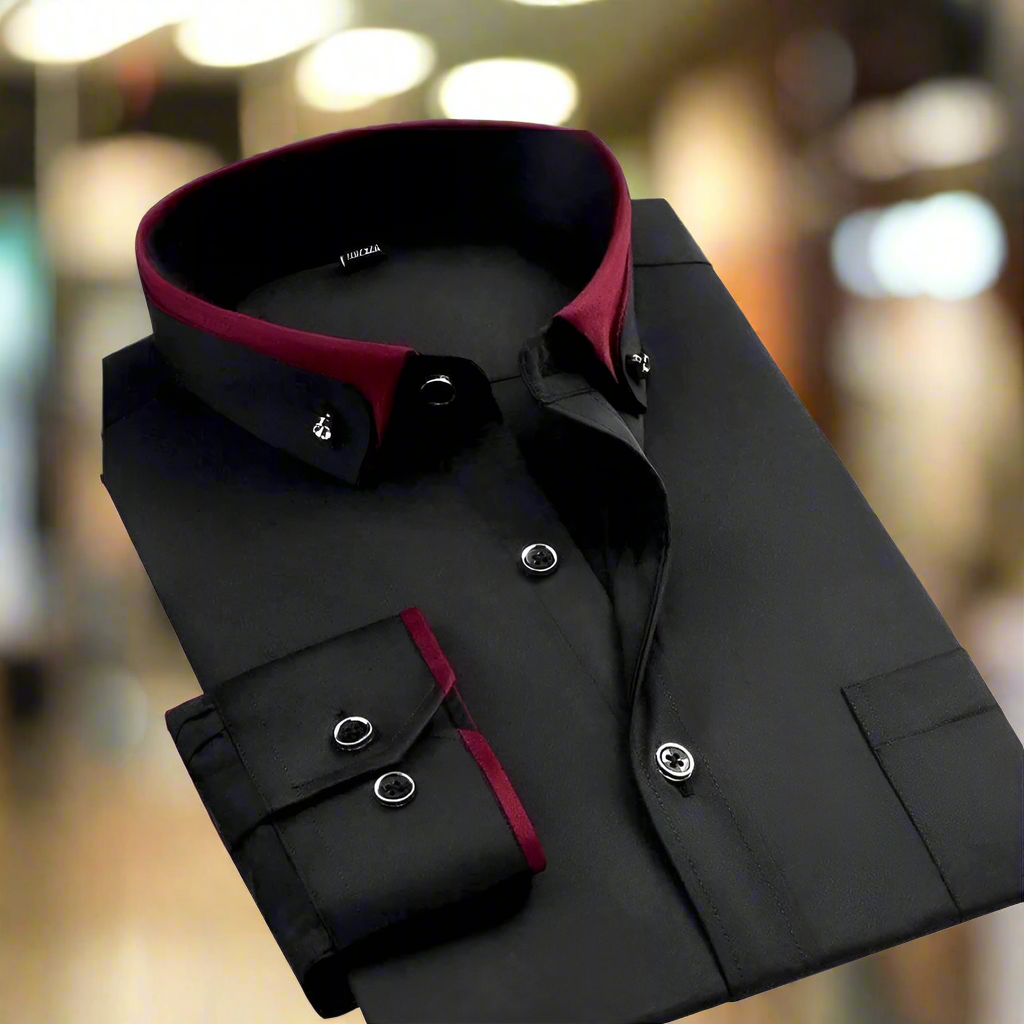 Caleb | Stylish Contrast Collar Button-Up Shirt - Valereo