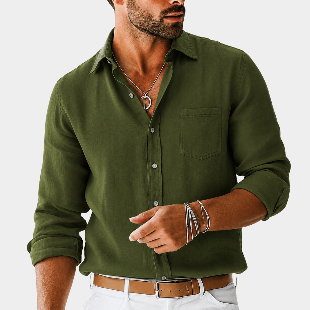 Cole | Relaxed Linen Button-Up Shirt - Valereo