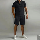 Cole | Stylish Zip Polo Shorts Set - Valereo