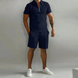 Cole | Stylish Zip Polo Shorts Set - Valereo