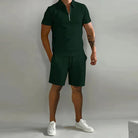 Cole | Stylish Zip Polo Shorts Set - Valereo