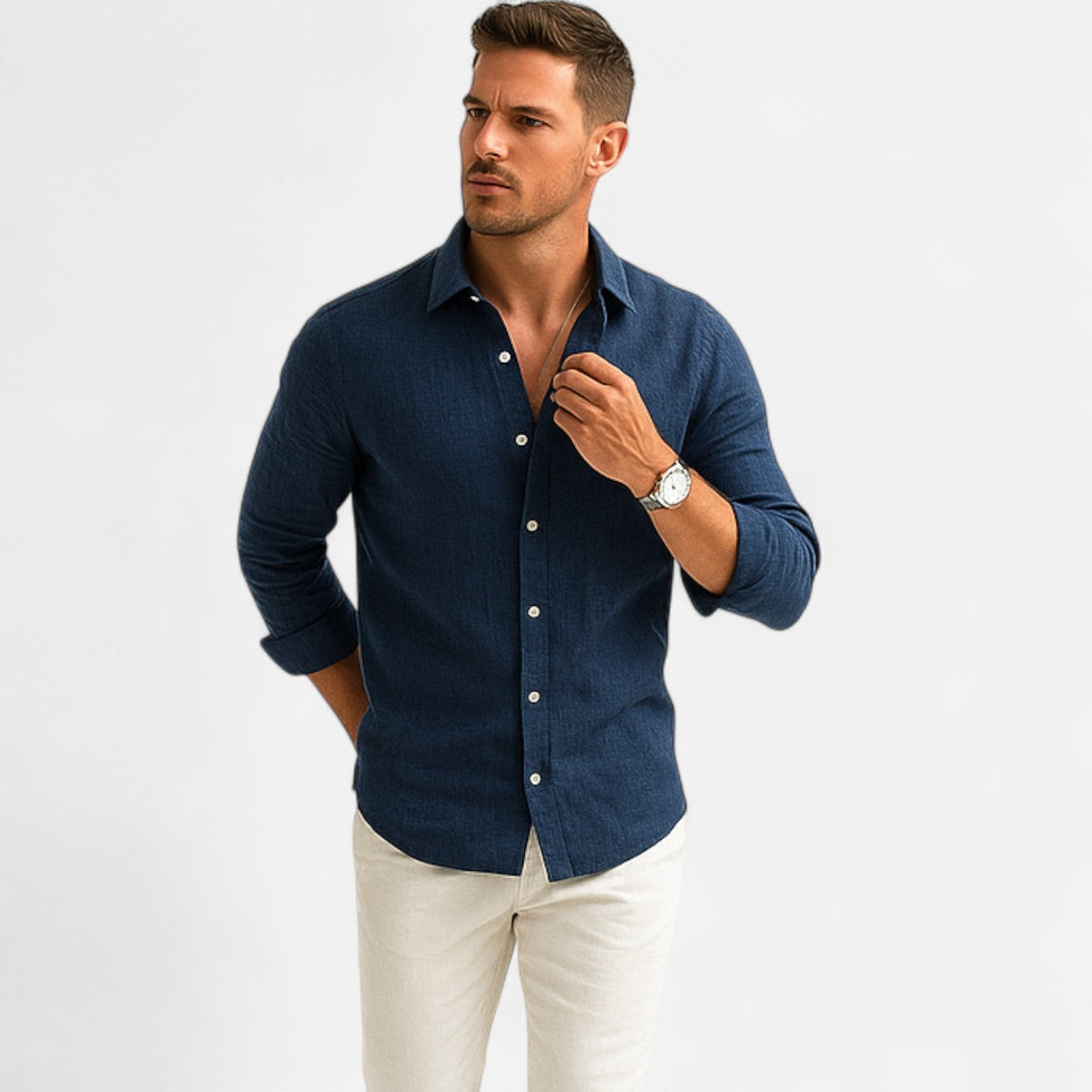 David | Refined Textured Linen Shirt - Valereo